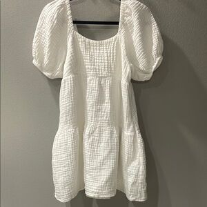 White Puff Sleeve Dress